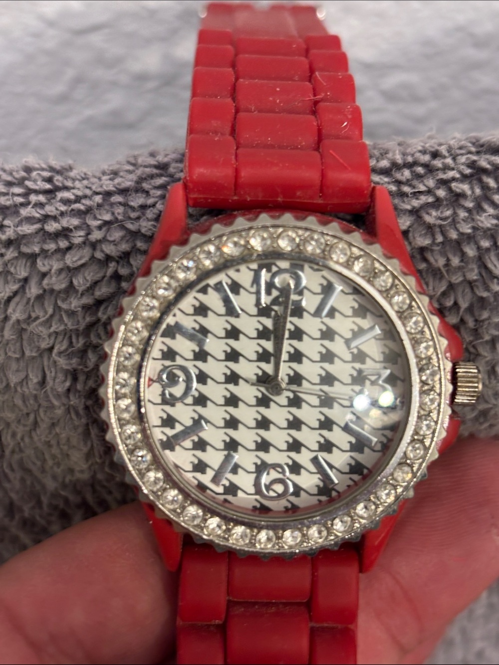 Geneva Red Women's Watch with Crystal Bezel